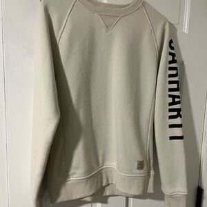 Carhartt Women's Cream Sweatshirt with Black Logo